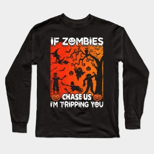 Halloween Zombie Chase Long Sleeve T-Shirt